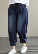 Load image into Gallery viewer, French Denim Blue Pants Plus Size Spring Elastic Waist Pockets Inspiration Women Pants