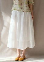 French Elastic Waist Large Hem Tunics Pattern White Traveling Dresses