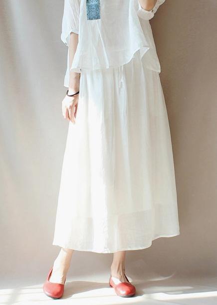 French Elastic Waist Large Hem Tunics Pattern White Traveling Dresses
