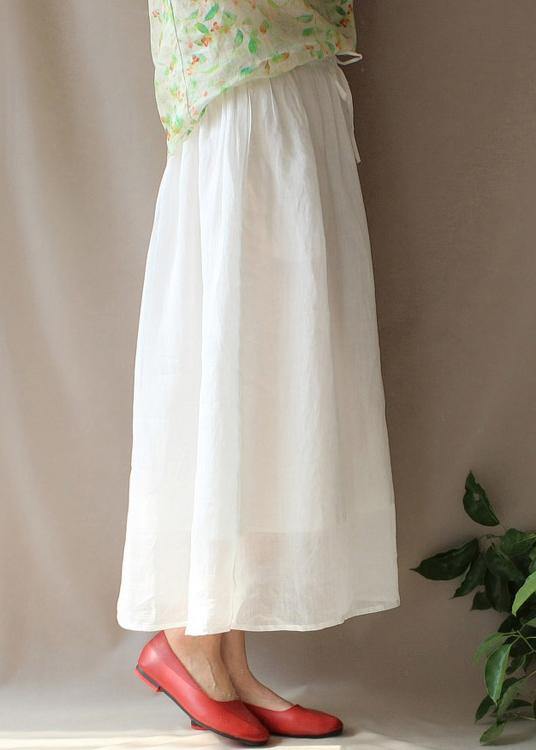 French Elastic Waist Large Hem Tunics Pattern White Traveling Dresses
