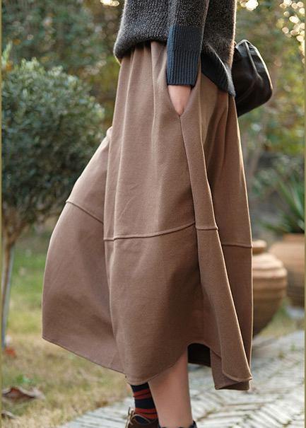 French Elastic Waist Patchwork Spring Dresses Runway Chocolate Robe Skirt