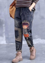 Load image into Gallery viewer, French Grey Embroideried Girl Pockets Patchwork Denim Pants Spring