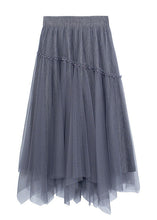 Load image into Gallery viewer, French Grey Nail bead Patchwork asymmetrical design Fall Skirt
