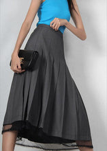 Load image into Gallery viewer, French Grey Zippered Summer Patchwork Lace Skirts