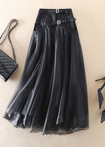 French Green fashion Patchwork Tulle Skirts Spring