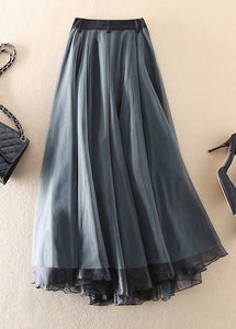 French Green fashion Patchwork Tulle Skirts Spring