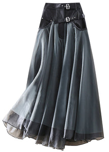 French Green fashion Patchwork Tulle Skirts Spring