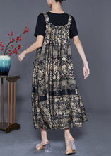 Load image into Gallery viewer, French Khaki Oversized Print Exra Large Hem Silk Summer Dress