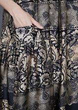Load image into Gallery viewer, French Khaki Oversized Print Exra Large Hem Silk Summer Dress