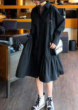Load image into Gallery viewer, French Khaki Peter Pan Collar Asymmetrical Patchwork Maxi Dresses Long Sleeve