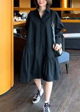 Load image into Gallery viewer, French Khaki Peter Pan Collar Asymmetrical Patchwork Maxi Dresses Long Sleeve