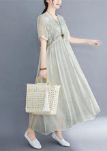 Load image into Gallery viewer, French Lake Green Ruffled Patchwork Cotton Maxi Dresses Summer