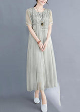 Load image into Gallery viewer, French Lake Green Ruffled Patchwork Cotton Maxi Dresses Summer