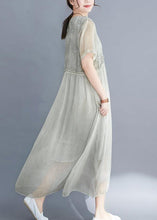 Load image into Gallery viewer, French Lake Green Ruffled Patchwork Cotton Maxi Dresses Summer