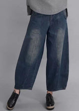 Load image into Gallery viewer, French Navy Button Pockets Casual lantern Fall Denim Pants