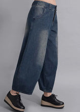 Load image into Gallery viewer, French Navy Button Pockets Casual lantern Fall Denim Pants