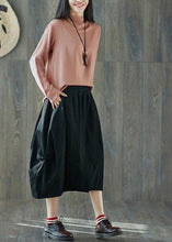 Load image into Gallery viewer, French Black Elastic Waist lantern Cotton Linen Skirt Summer