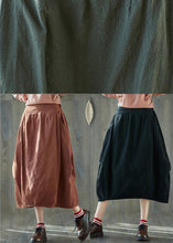 Load image into Gallery viewer, French Black Elastic Waist lantern Cotton Linen Skirt Summer