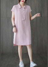 Load image into Gallery viewer, French Pink Peter Pan Collar Cotton Summer Robe Dresses