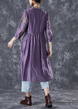 Load image into Gallery viewer, French Purple Cinched Patchwork Hollow Out Silk Party Dress Bracelet Sleeve