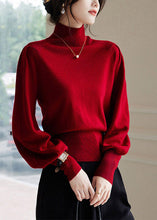Load image into Gallery viewer, French Red High Neck Warm Cashmere Sweater Winter