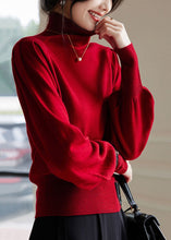 Load image into Gallery viewer, French Red High Neck Warm Cashmere Sweater Winter