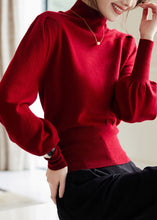 Load image into Gallery viewer, French Red High Neck Warm Cashmere Sweater Winter