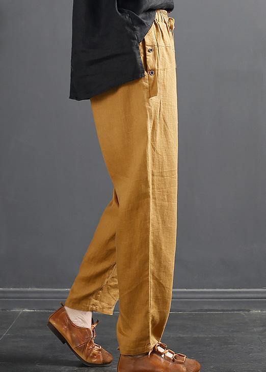 French Spring Wide Leg Pants Unique Yellow Inspiration Elastic Waist Wild Pants