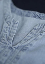 Load image into Gallery viewer, French denim blue Cotton quilting dresses v neck loose summer Dress