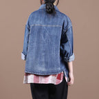 French lapel patchwork Fine fall clothes For Women denim blue Dresses women coats