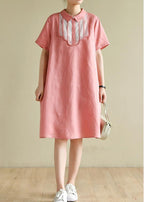 French lapel patchwork summer clothes For Women Shirts pink Dresses