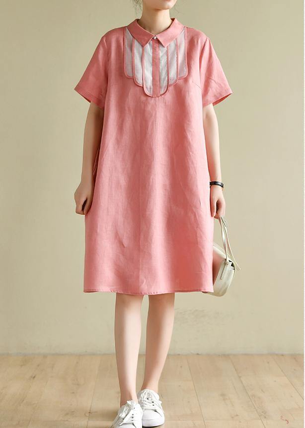 French lapel patchwork summer clothes For Women Shirts pink Dresses