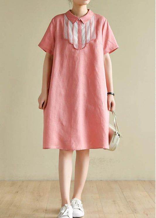 French lapel patchwork summer clothes For Women Shirts pink Dresses