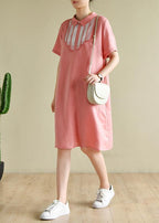French lapel patchwork summer clothes For Women Shirts pink Dresses