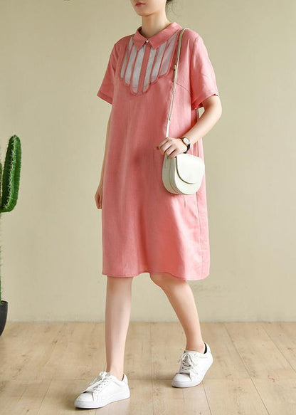 French lapel patchwork summer clothes For Women Shirts pink Dresses