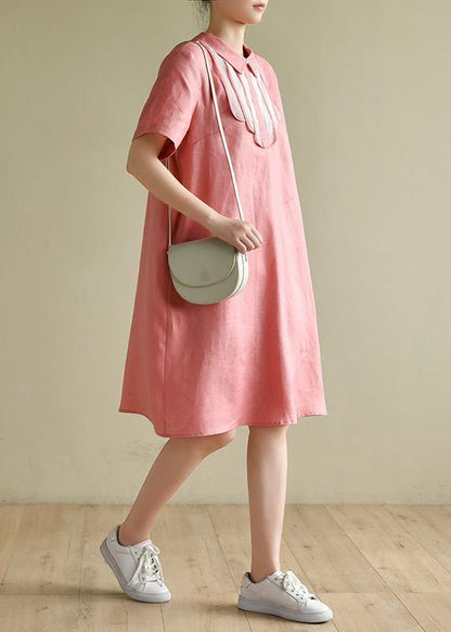 French lapel patchwork summer clothes For Women Shirts pink Dresses