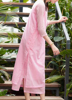 French o neck pockets cotton Tunics Runway pink A Line Dresses summer