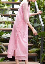 Load image into Gallery viewer, French o neck pockets cotton Tunics Runway pink A Line Dresses summer