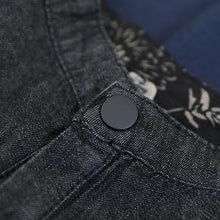Load image into Gallery viewer, French stand colla pockets cotton Shirts Work denim black shirt