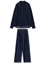 Girls' fashionable denim jacket high waistband jeans 2-piece set