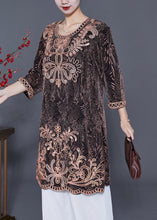 Load image into Gallery viewer, Golden Loose Silk Mid Dress Embroideried Sequins Bracelet Sleeve