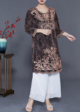Load image into Gallery viewer, Golden Loose Silk Mid Dress Embroideried Sequins Bracelet Sleeve