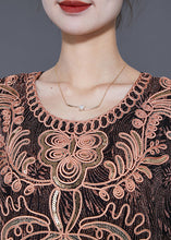 Load image into Gallery viewer, Golden Loose Silk Mid Dress Embroideried Sequins Bracelet Sleeve