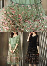 Load image into Gallery viewer, Green Chiffon Long Dress Ruffled Embroideried Summer