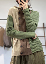 Load image into Gallery viewer, Green Patchwork Knit Sweaters Turtle Neck Winter