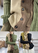 Load image into Gallery viewer, Green Patchwork Knit Sweaters Turtle Neck Winter
