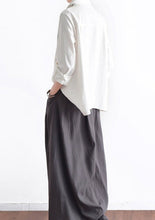 Load image into Gallery viewer, Grey long linen maxi skirt pockets pleated skirts