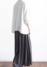Load image into Gallery viewer, Grey long linen maxi skirt pockets pleated skirts
