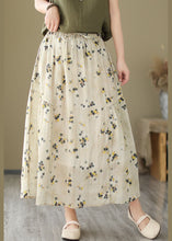 Load image into Gallery viewer, Handmade Apricot Wrinkled Pockets Patchwork Linen Skirts Summer