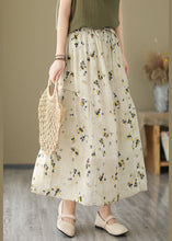 Load image into Gallery viewer, Handmade Apricot Wrinkled Pockets Patchwork Linen Skirts Summer